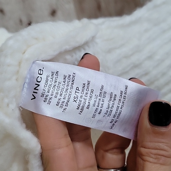 Vince Size XSmall Cream Chunky Turtleneck Wool Blend Sweater NWT - Picture 4 of 7